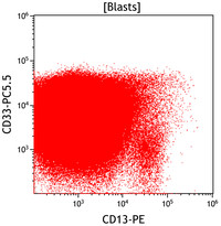 Mixed Phenotype Acute Leukemia, B/myeloid: Flow Plots CD13vsCD33